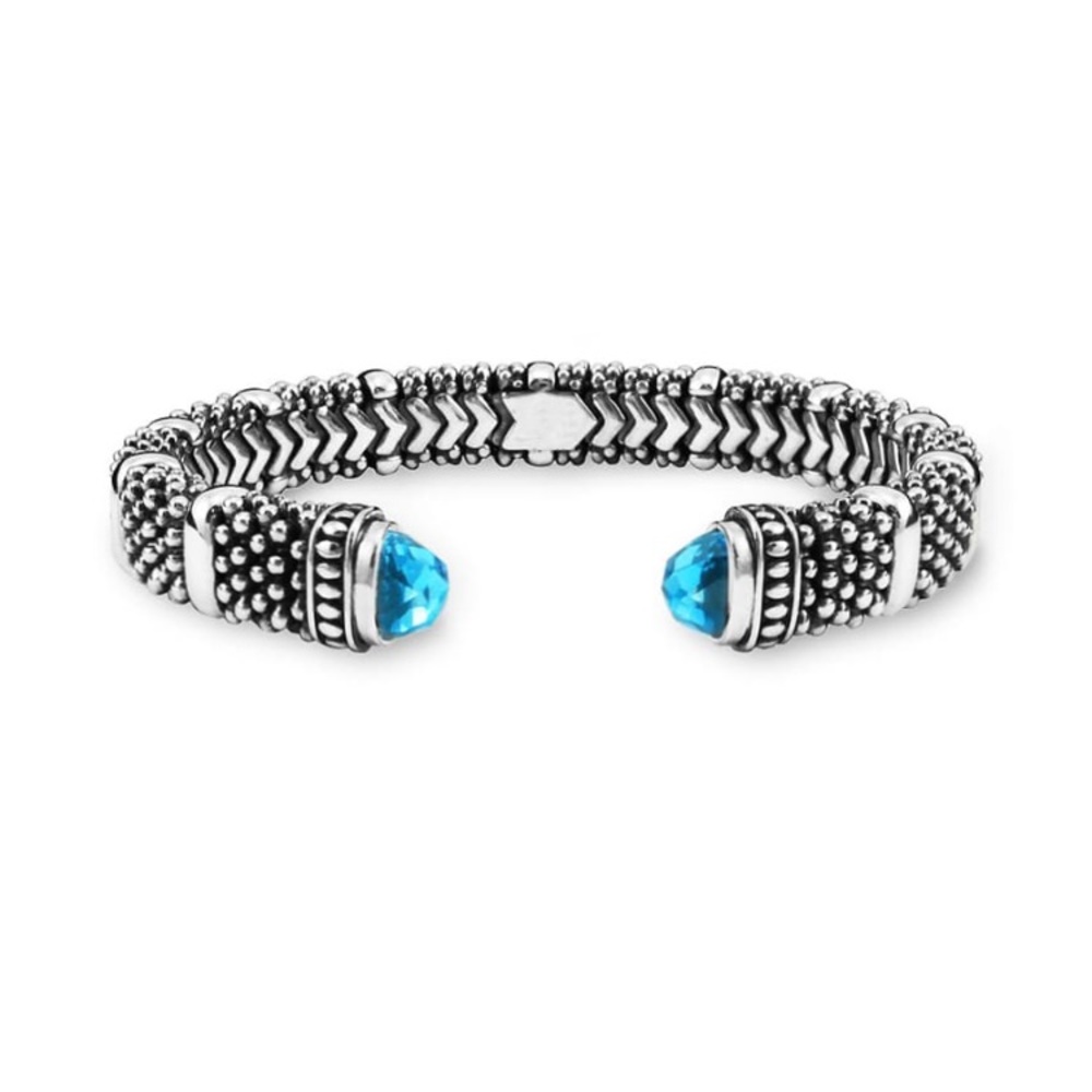 LAGOS Sterling Silver Blue Topaz Torque Bracelet